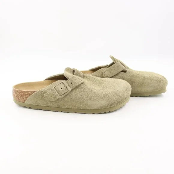 NIDB Birkenstock Suede Leather Boston Clogs in Faded Khaki EU Size 38 - Picture 2 of 10